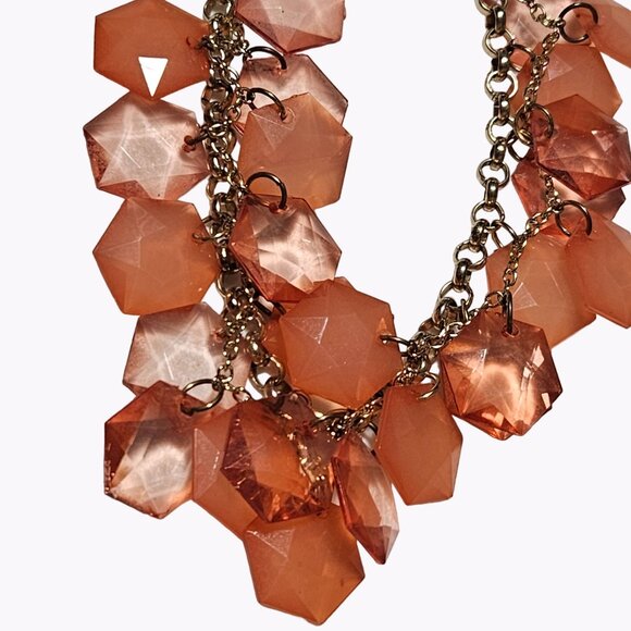 Retro Orange Faceted Chunky Nugget Beaded Statement Necklace Statement Jewelry - Picture 2 of 5